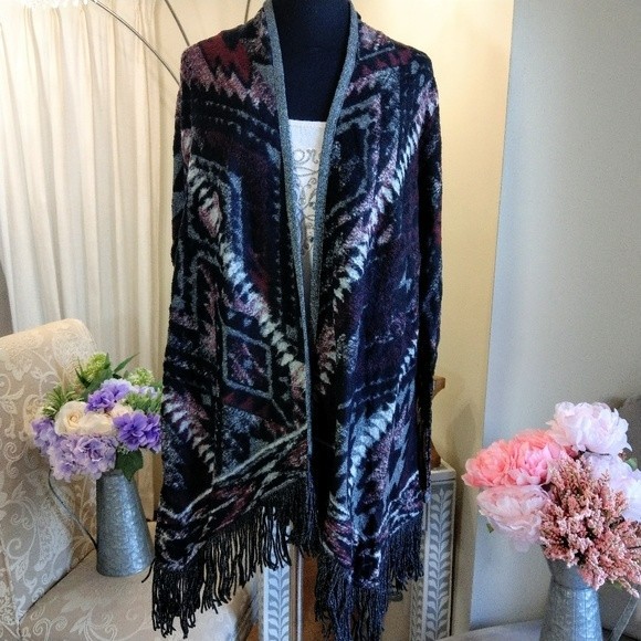 🍒NWT🍒 LUCKY BRAND BOHO FRINGE CARDIGAN - Picture 1 of 8